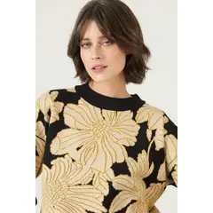 PRIVILEGE - Sweater negro flores 2661 - Negro