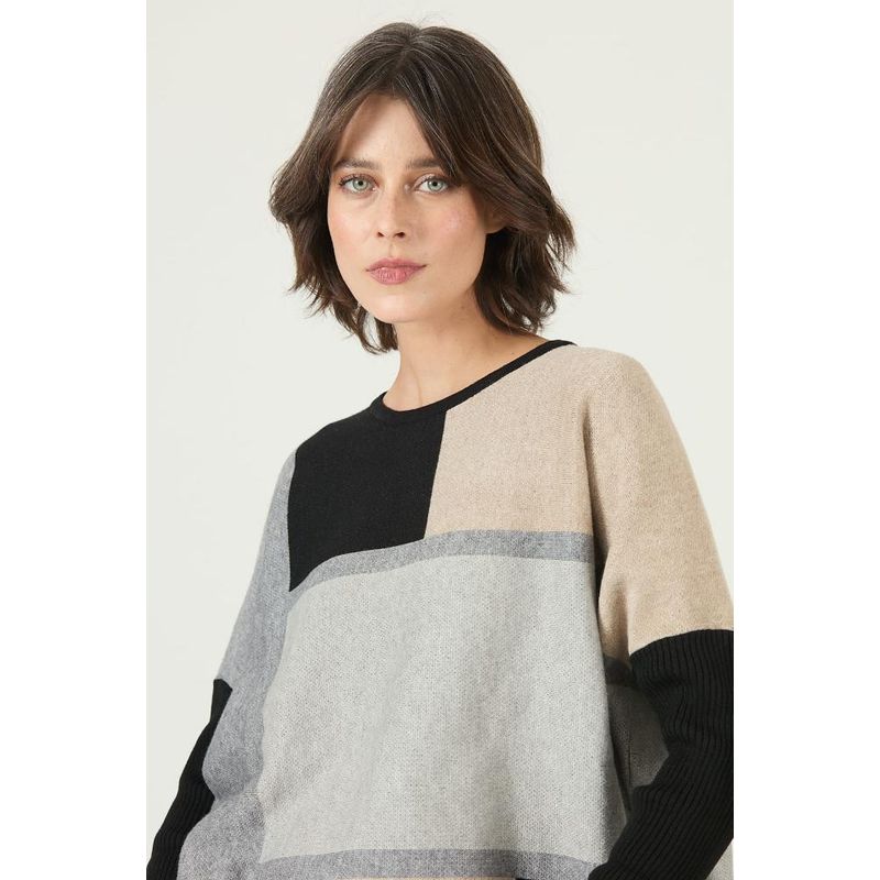 PRIVILEGE - Sweater gris color block PRIVILEGE 2658 - Gris