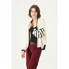 PRIVILEGE - Sweater con lana crudo rayas 2765 - Crudo