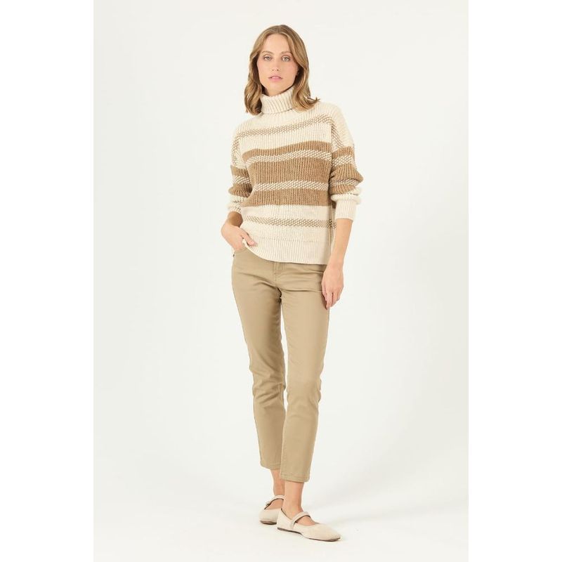 PRIVILEGE - Pantalon skinny vison PRIVILEGE 2223 - Café