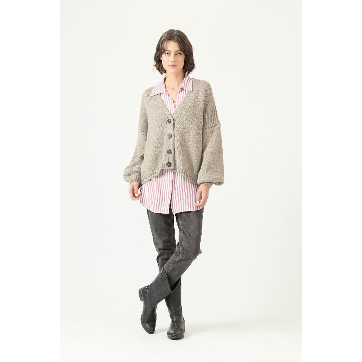 PRIVILEGE - Cardigan con lana gris 2763