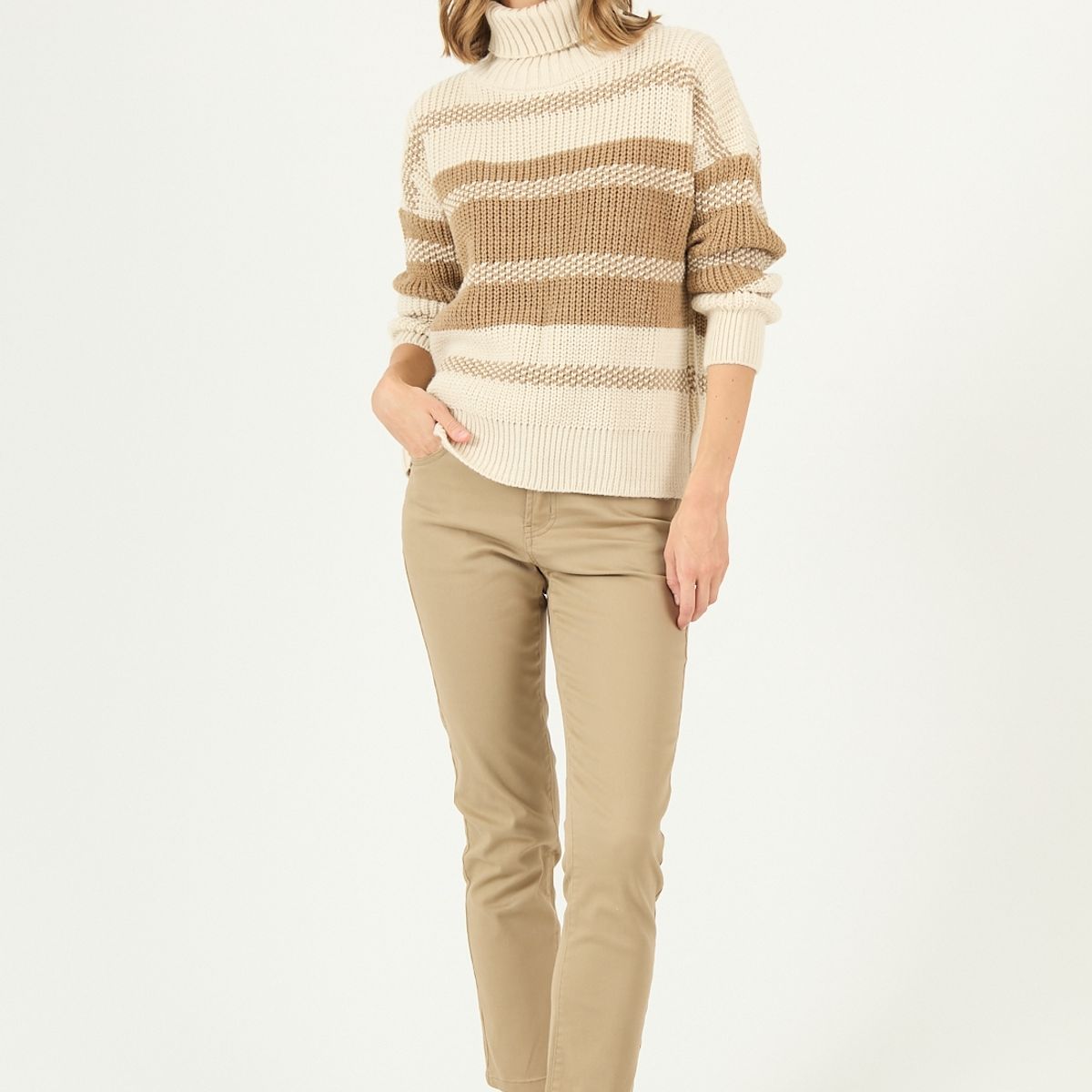 PRIVILEGE - Pantalon skinny vison 2223