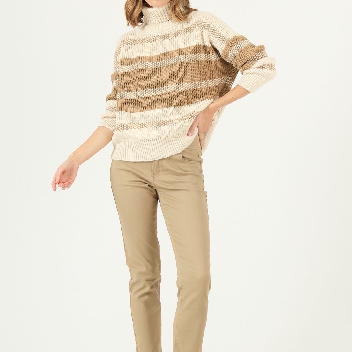 PRIVILEGE - Pantalon skinny vison 2223