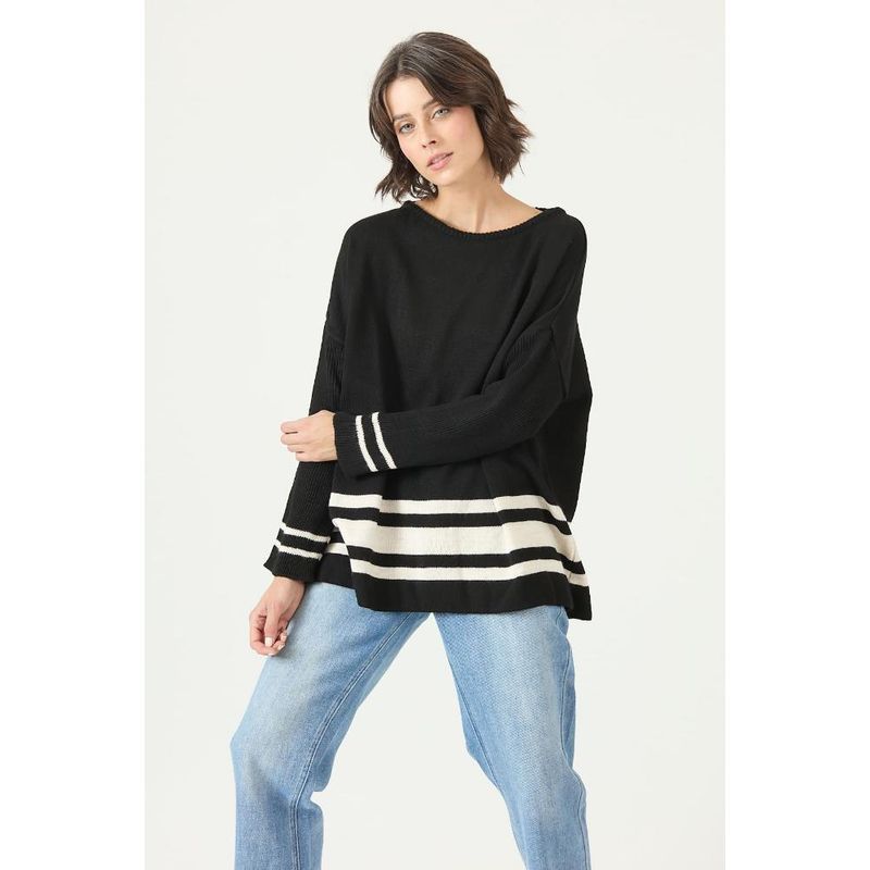 PRIVILEGE - Sweater negro rayas PRIVILEGE 2766 - Negro