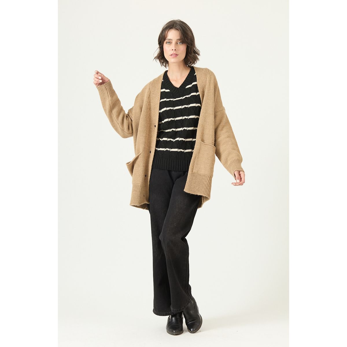 PRIVILEGE - Cardigan con lana camel 2770