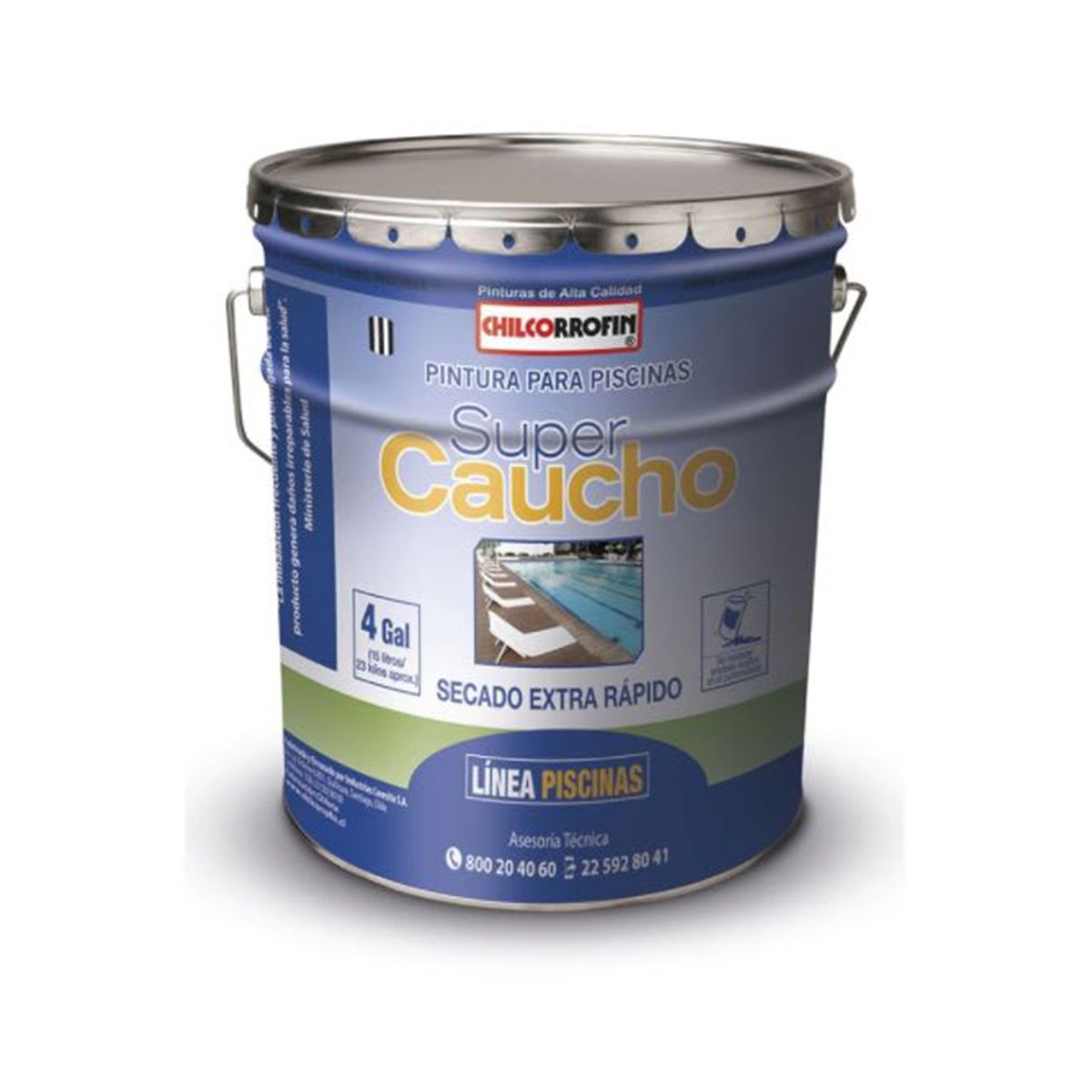 Pintura para piscinas azul Tahití Super Caucho Chilcorrofin, marca GENERICO - Foto Principal
