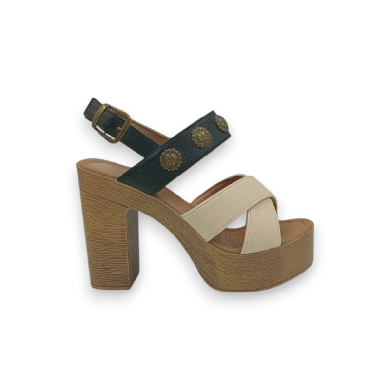 HERIEL - Sandalia Beige Taco Mujer