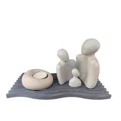GENERICO - Set Decorativo Familia 3 integrantes cemento