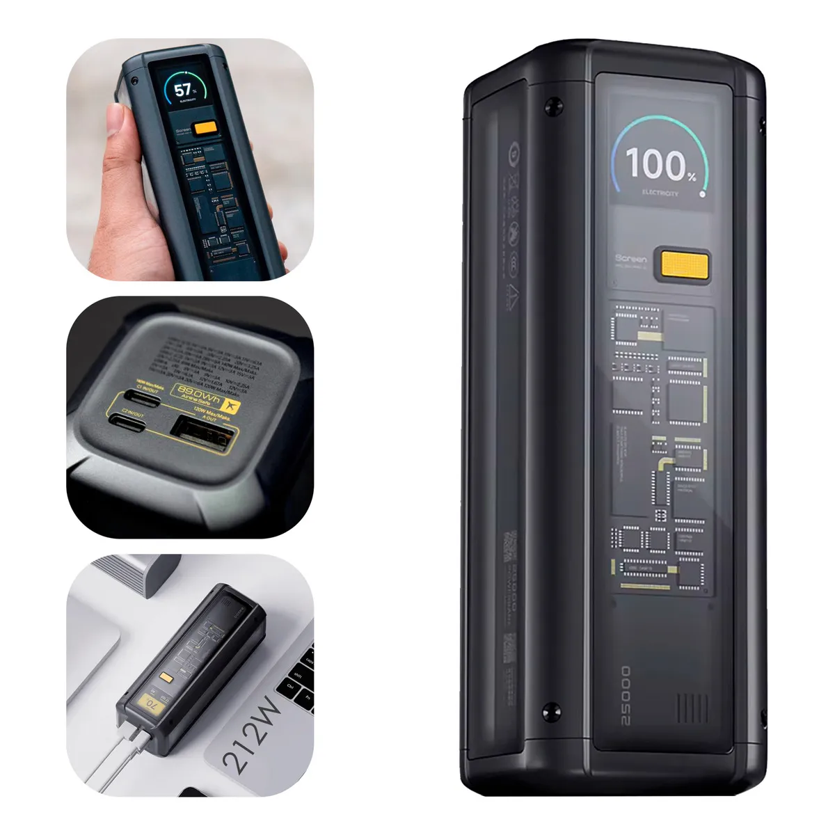 XIAOMI - Xiaomi Powerbank 25000mah 212w Hypercarga Multipuerto Negro