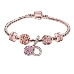 GENERICO - Pulsera con Charm Rosé “Encanto Floral” Delicadeza en cada detalle