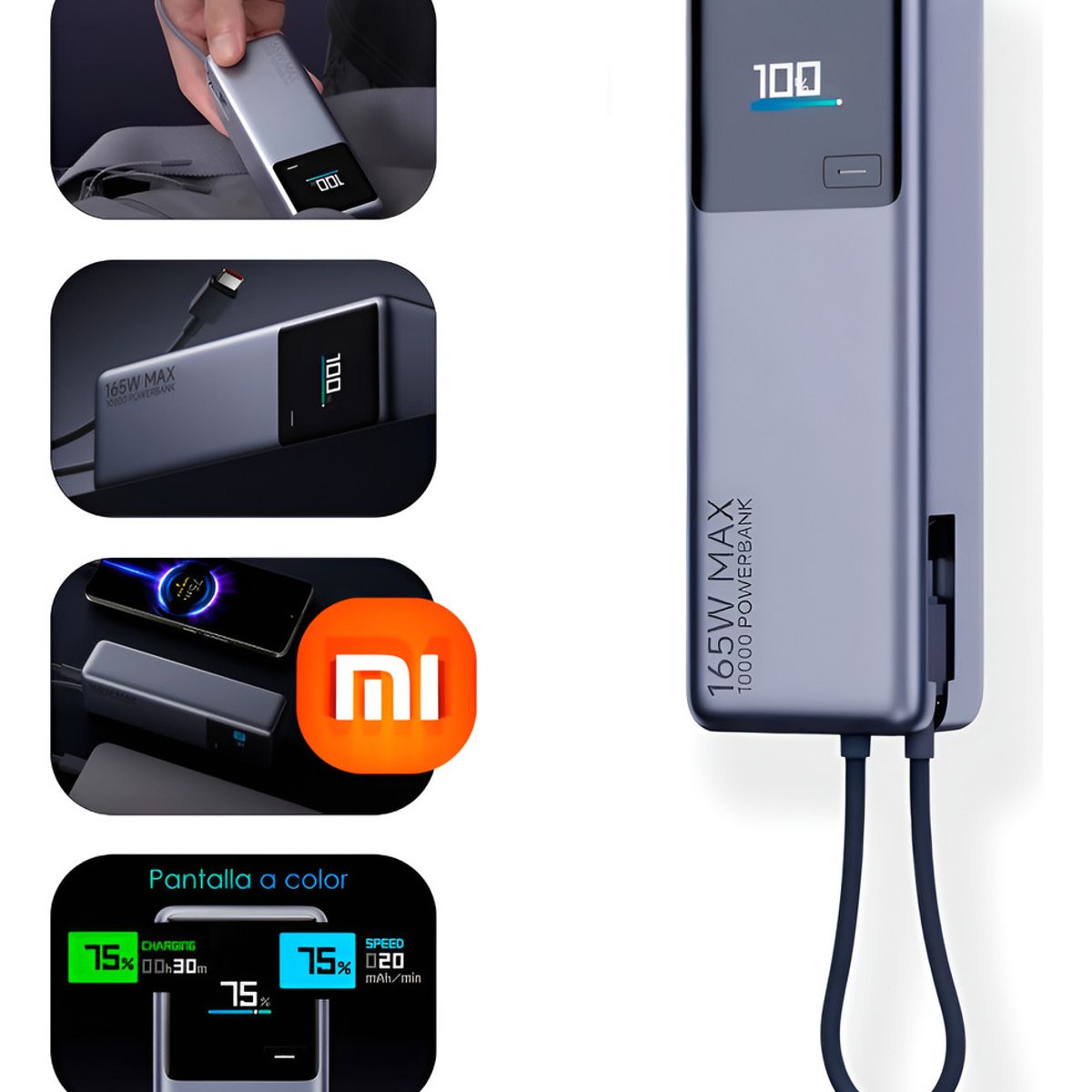 XIAOMI - Xiaomi Powerbank 10000mah 165w Hypercarga Multipuerto Gris