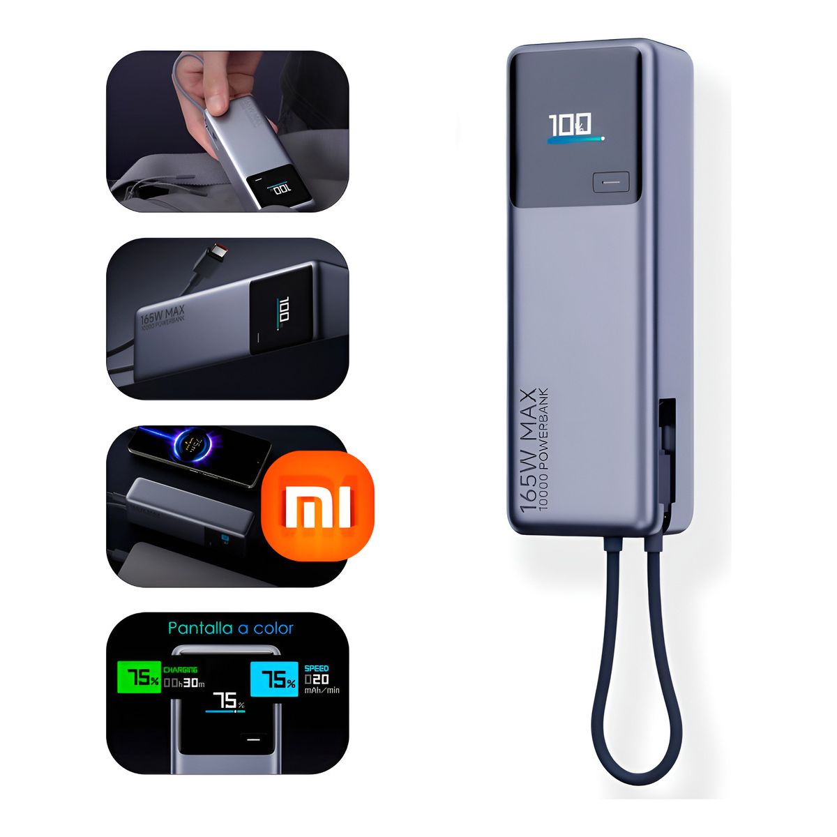 XIAOMI - Xiaomi Powerbank 10000mah 165w Hypercarga Multipuerto Gris