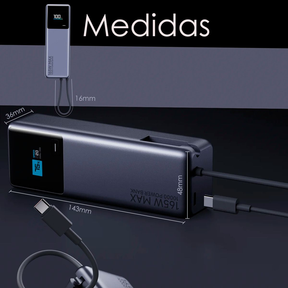 XIAOMI - Xiaomi Powerbank 10000mah 165w Hypercarga Multipuerto Gris