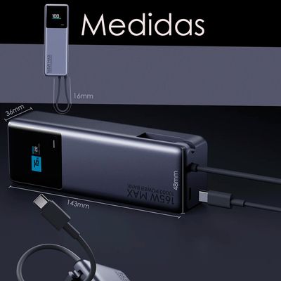 Imagen 2 del producto Powerbank 10000mah 165w Hypercarga Multipuerto Gris