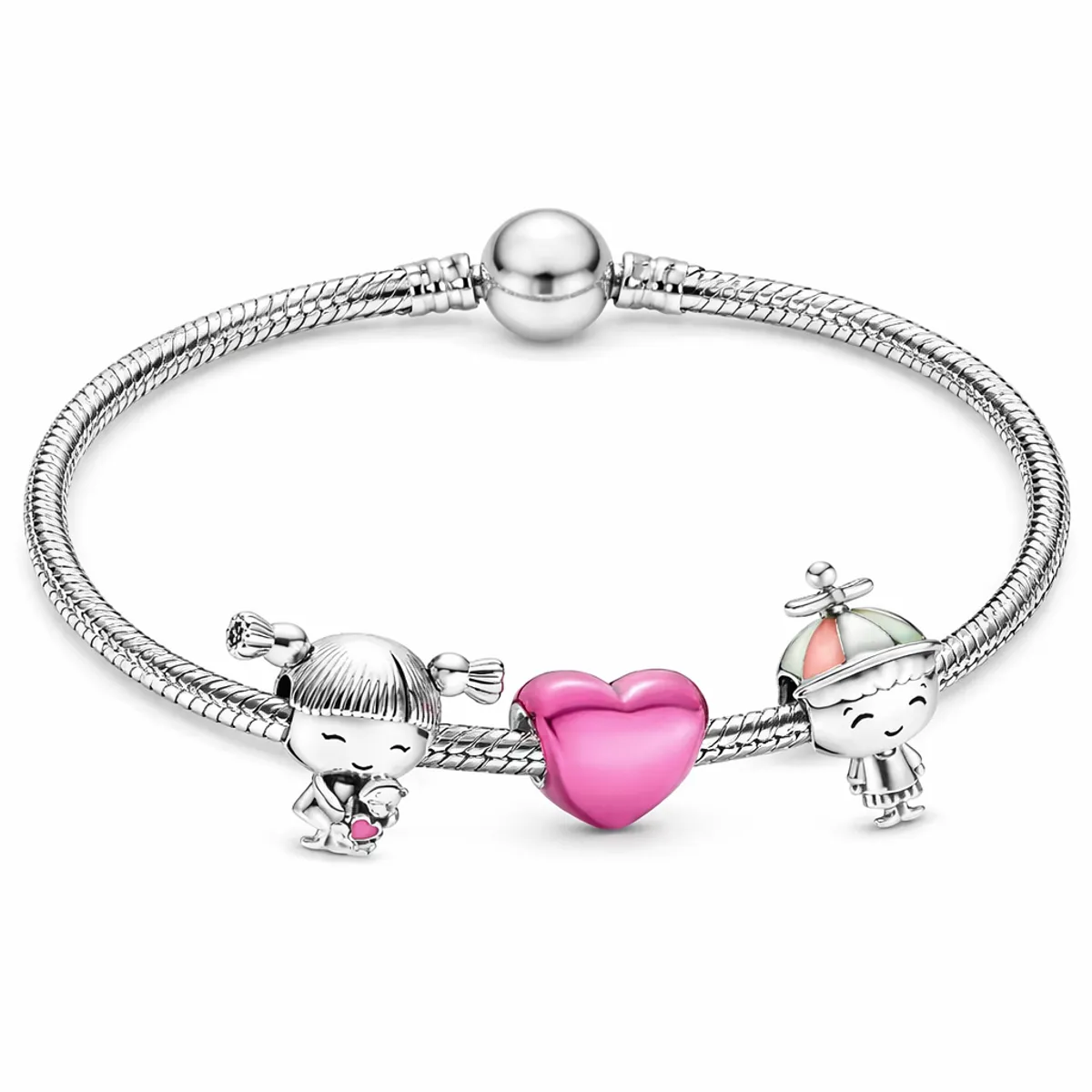 GENERICO - Pulsera con Charm Plateado corazon, niño, niña Dulzura y ternura con estilo