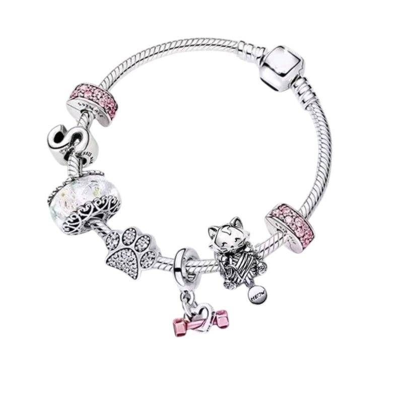 GENERICO - Pulsera con Charm Plateado “Amor Gatuno”  Dulzura y ternura con estilo