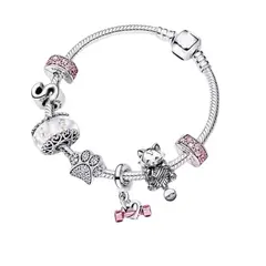 GENERICO - Pulsera con Charm Plateado “Amor Gatuno” Dulzura y ternura con estilo