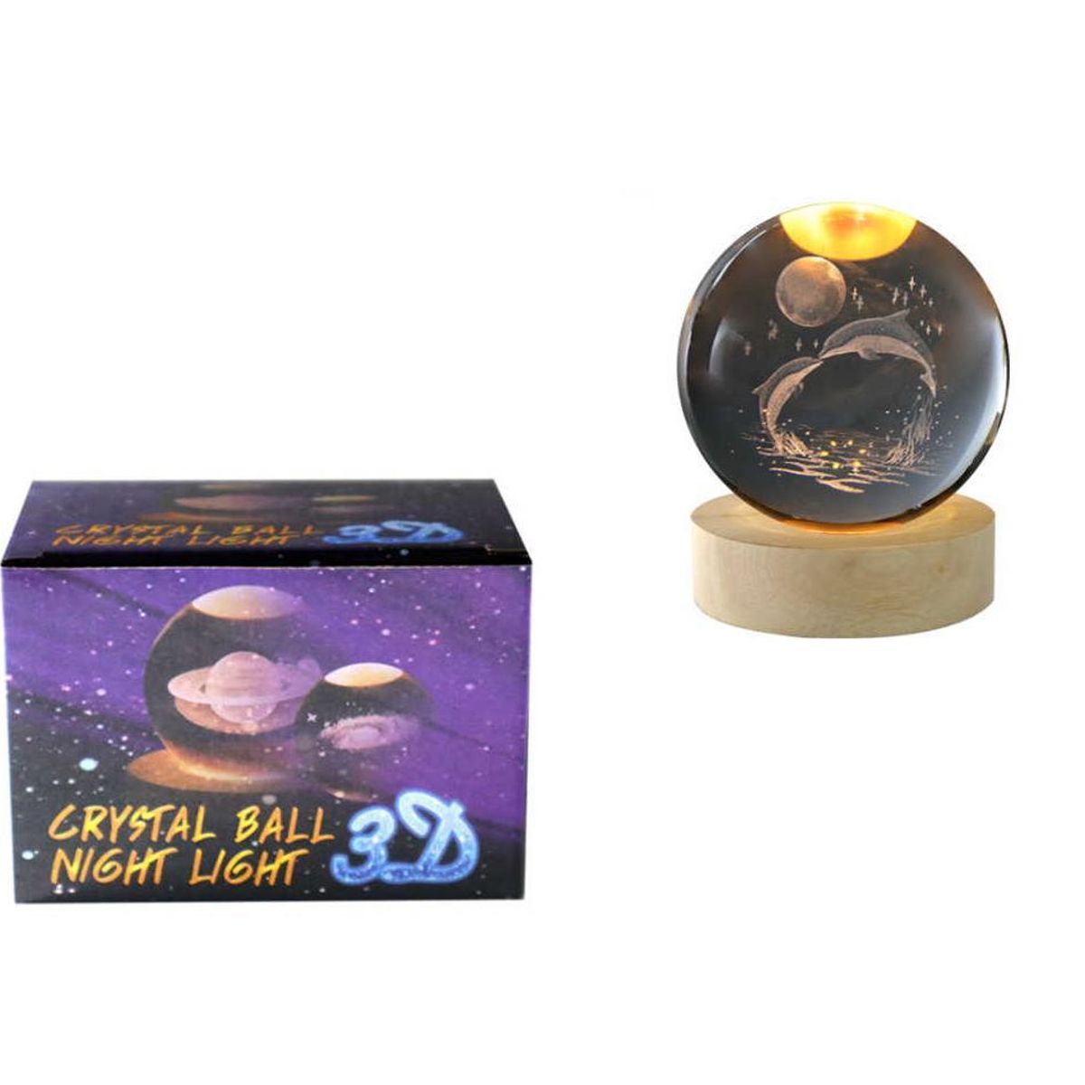 GENERICO - Lampara Led 3D Bola De Cristal Delfin