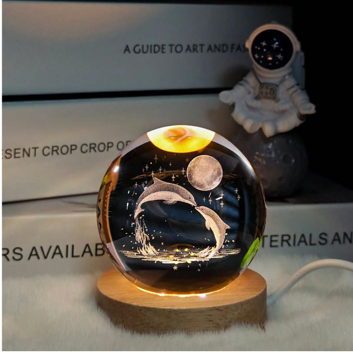 GENERICO - Lampara Led 3D Bola De Cristal Delfin