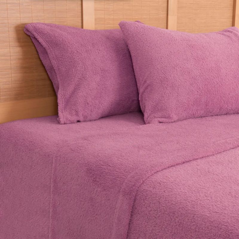 PLUMETTI - Sábana Sherpa Lisa 1.5 Plazas Violeta