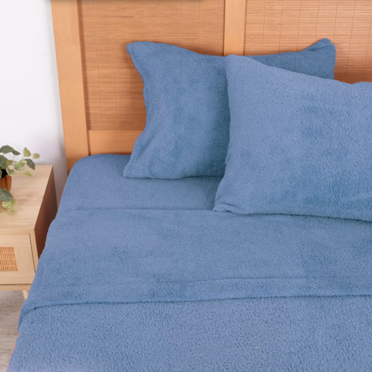 PLUMETTI - Sábana Sherpa Lisa 1.5 Plazas Azul