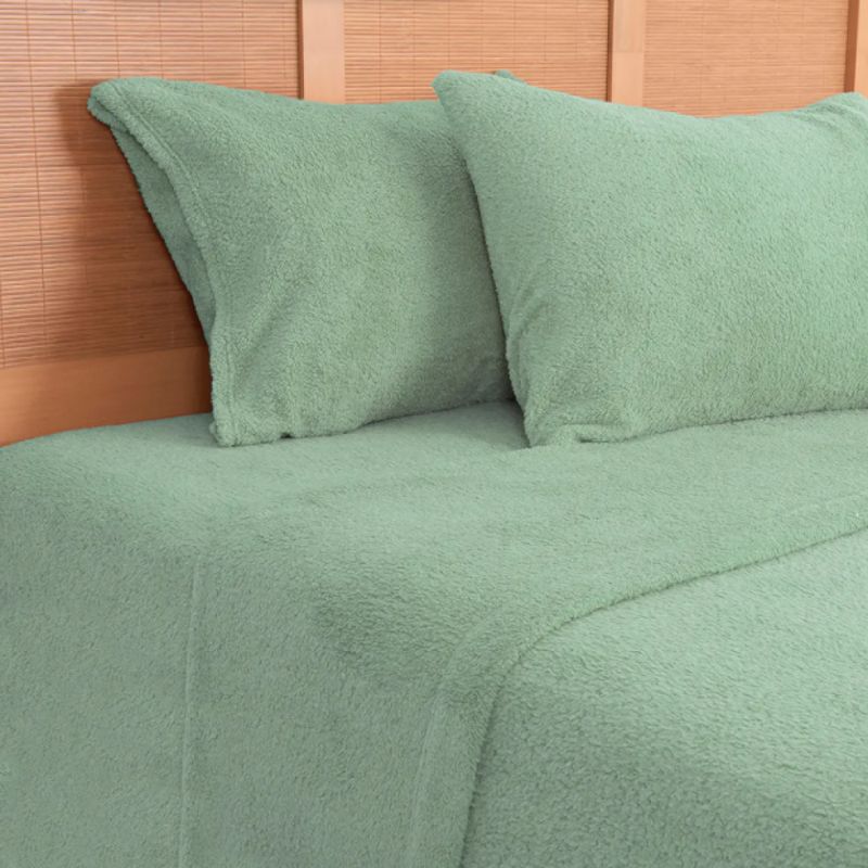 PLUMETTI - Sábana Sherpa Lisa 1.5 Plazas Verde