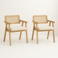 KLIK - Pack de 2 Sitiales Acolchado Chandigarh Butaca Rattan - Madera