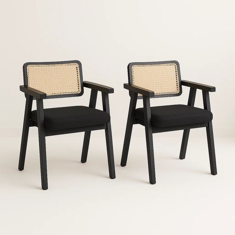 KLIK - Pack de 2 Sitiales Acolchado Chandigarh Butaca Rattan - Negro