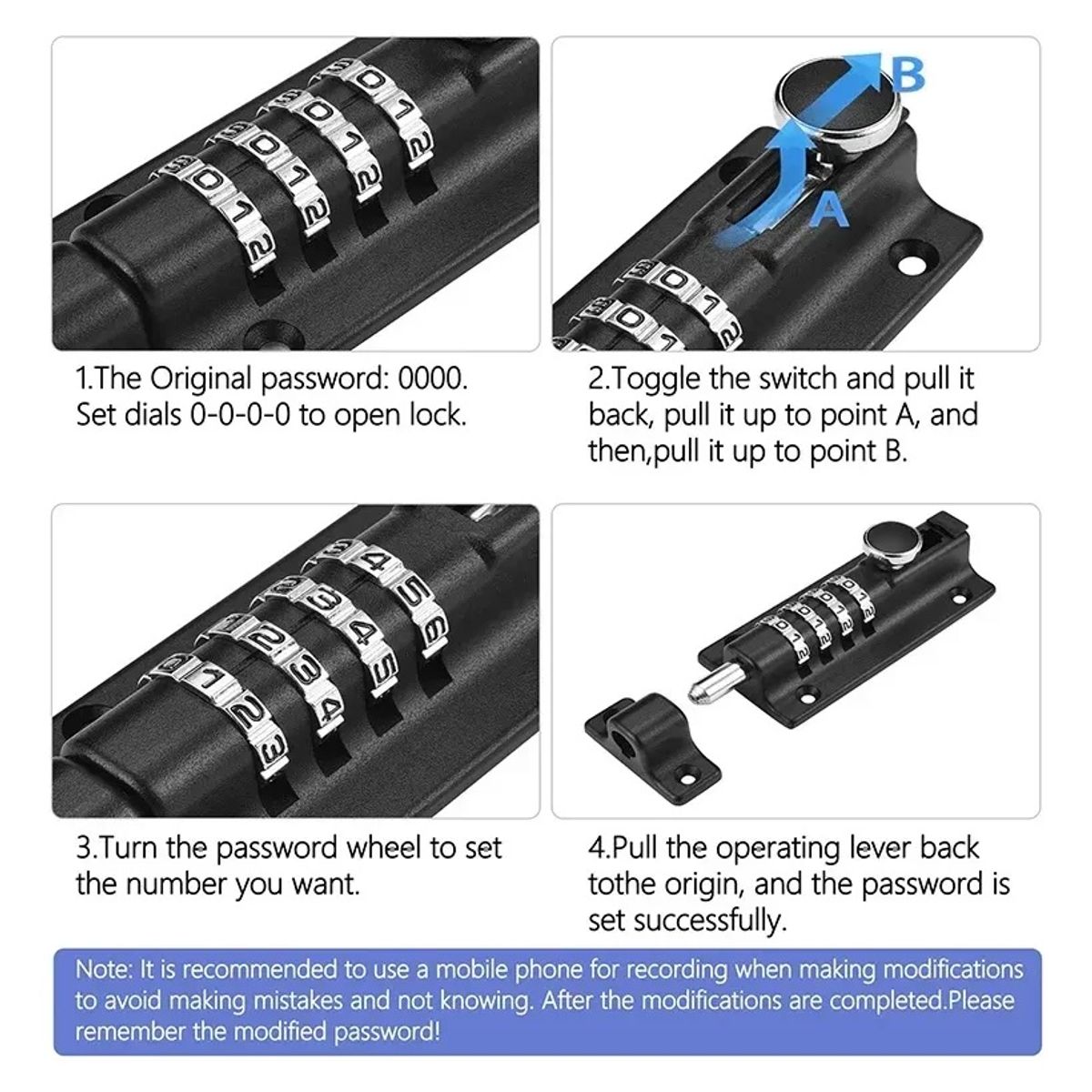 GENERICO - Pestillo Mueble Picaporte Lockers Casilleros Con Clave