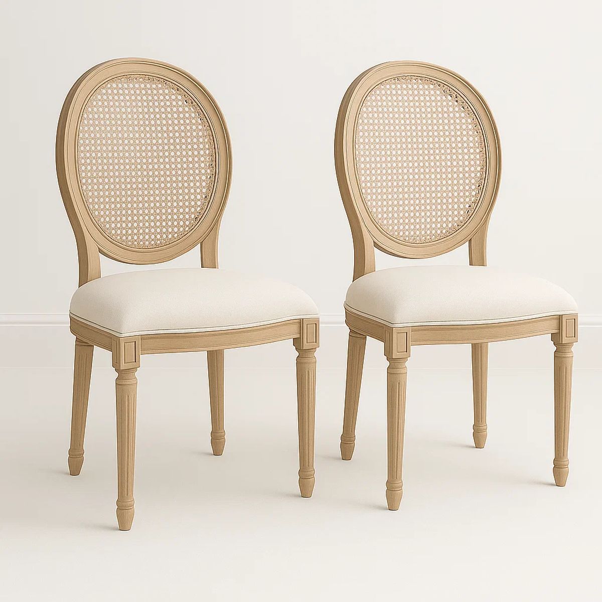 KLIK - Pack de 2 Sillas de Comedor Madera Acolchada Luis XV