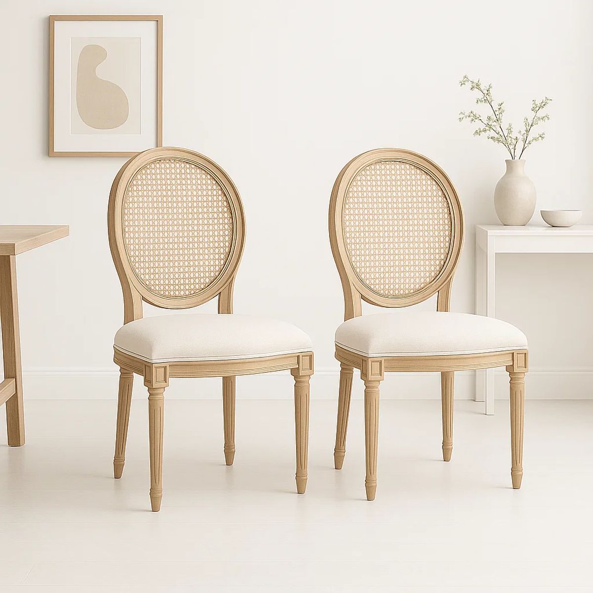 KLIK - Pack de 2 Sillas de Comedor Madera Acolchada Luis XV