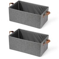 Caja Organizadora Plegable Apilable 47x28x20cm Gris Con Asa Pack de 2