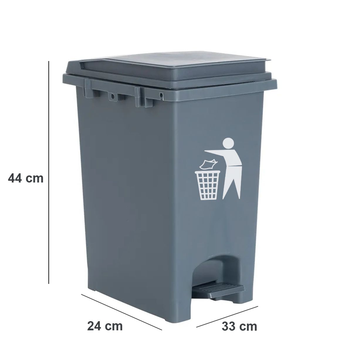 GENERICO - Basurero con tapa y pedal 20lt gris