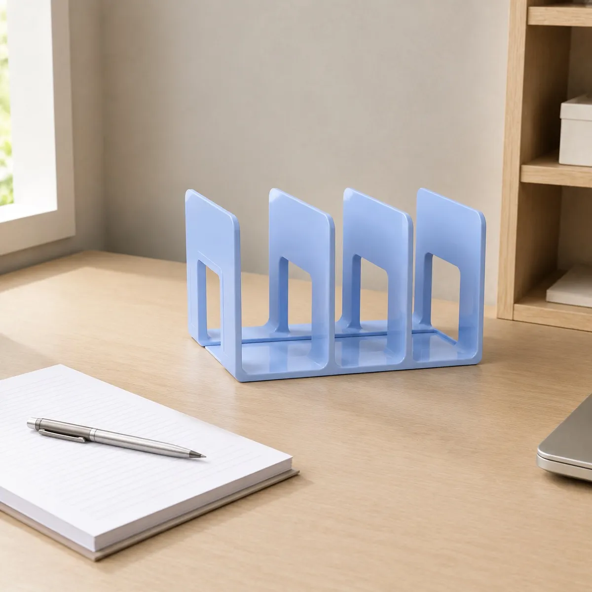 HOMESTAR - Organizador de escritorio 4 compartimentos azul