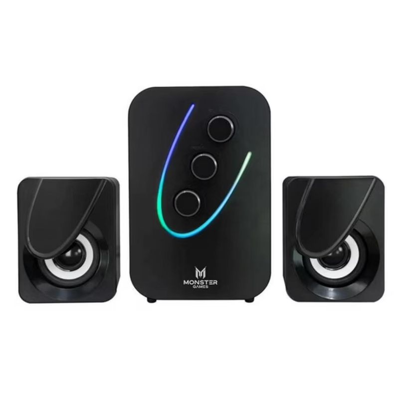 MONSTER GAMES - Sistema De Sonido Subwoofer AUX USB Quake 2.1