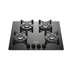 FENSA - Encimera a Gas 4 Platos Vidro Templado y Encendido Eléctrico F GC60V A Negra