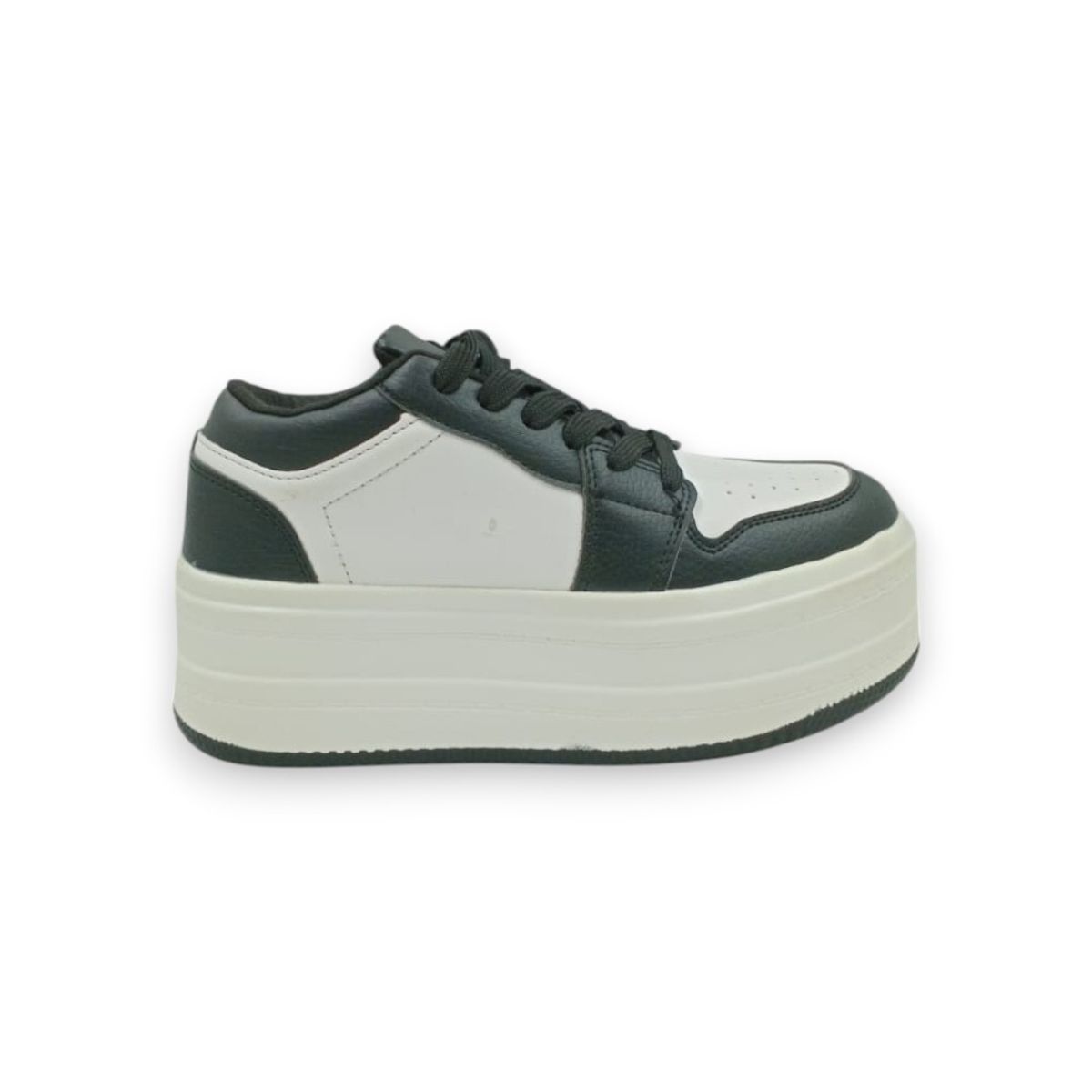 HERIEL - Zapatilla Blanca y Negra Plataforma Mujer