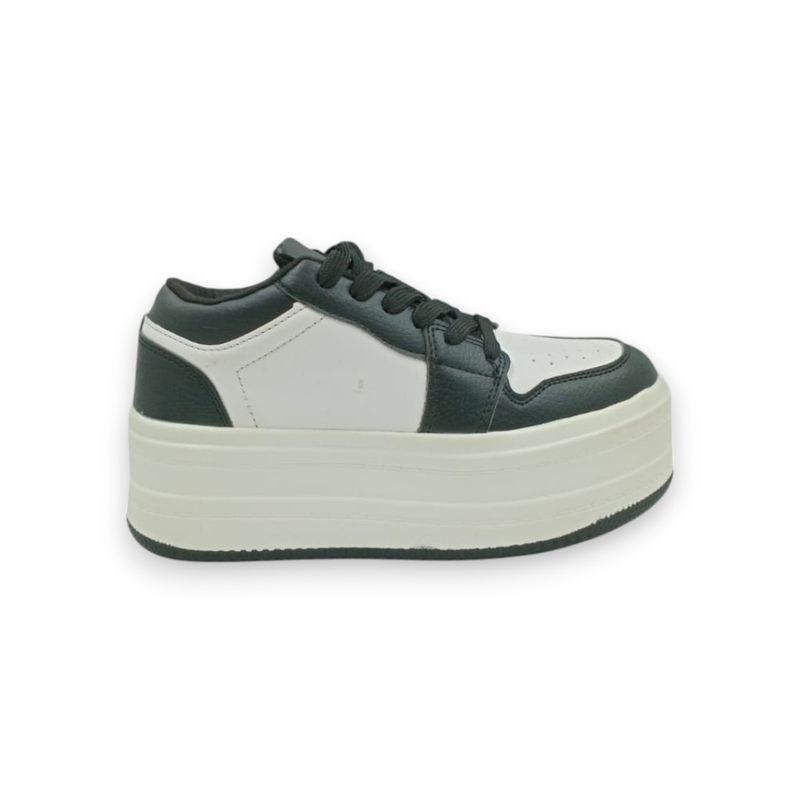 HERIEL - Zapatilla Blanca y Negra Plataforma Mujer