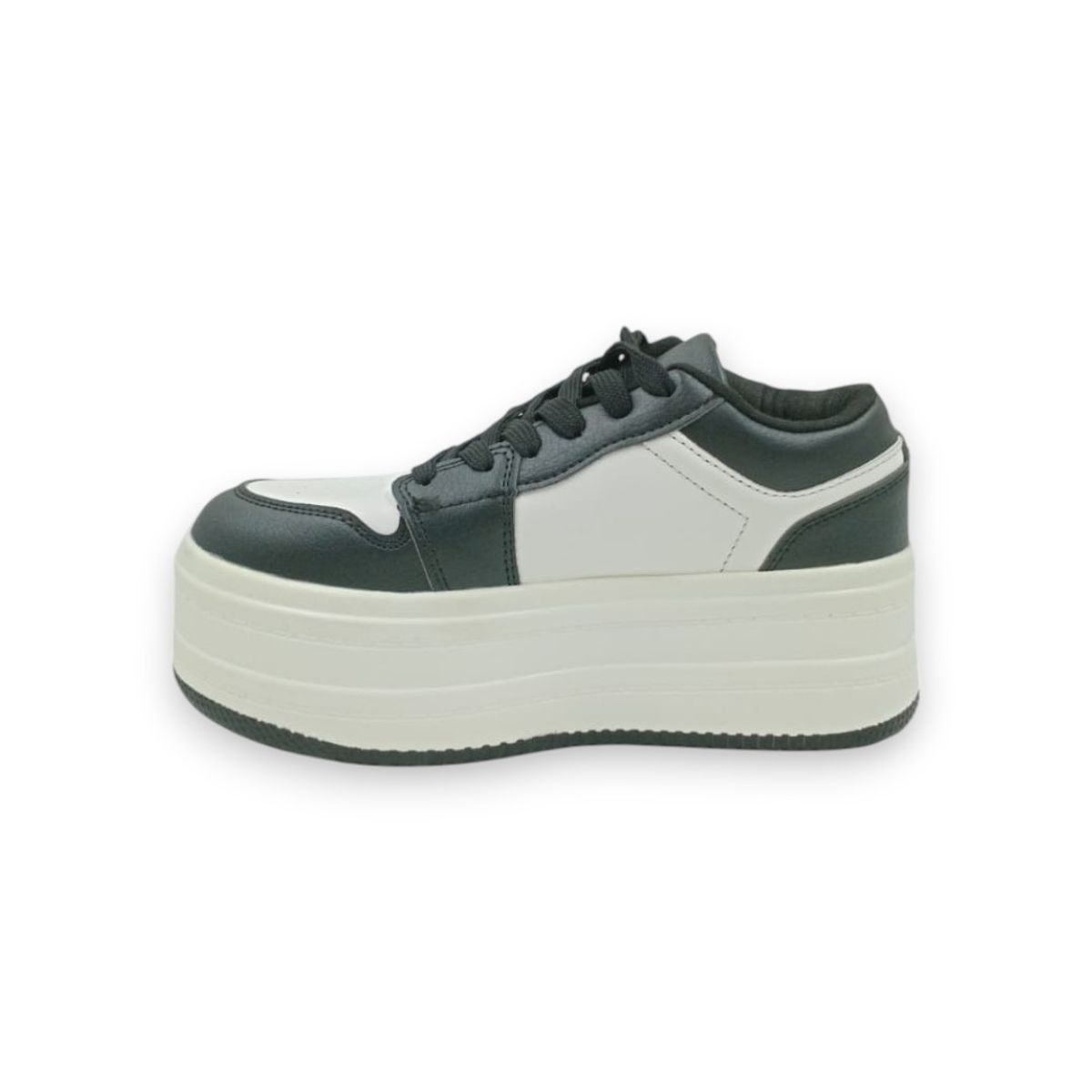 HERIEL - Zapatilla Blanca y Negra Plataforma Mujer