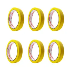 USATAPE - Cinta Enmascarar Masking Tape Color 18mmx20m 6 Unid - Amarillo