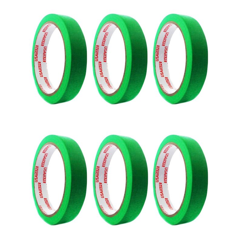 USATAPE - Cinta Enmascarar Masking Tape Color 18mmx20m 6 Unid - Verde