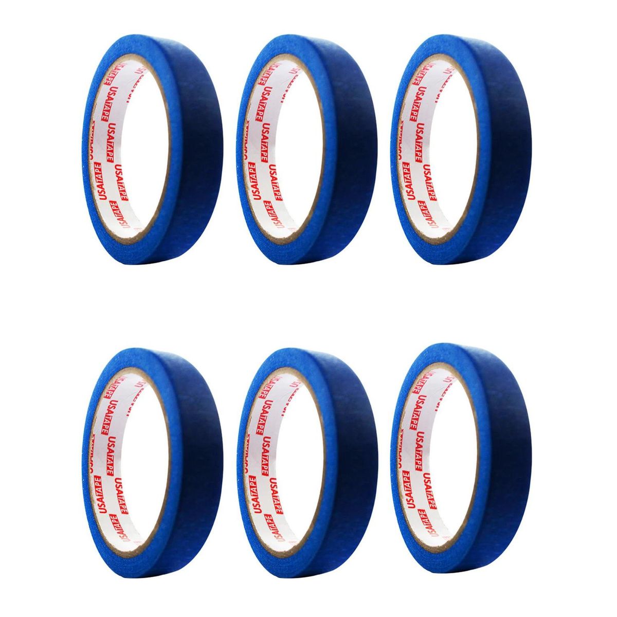 USATAPE - Cinta Enmascarar Masking Tape Color 18mmx20m 6 Unid - Azul