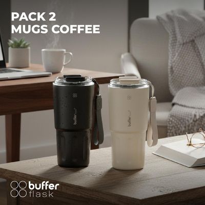 Imagen 2 del producto Vaso Termico Termo Buffer Bebidas Calientes Frias Mug 600ml - Negro