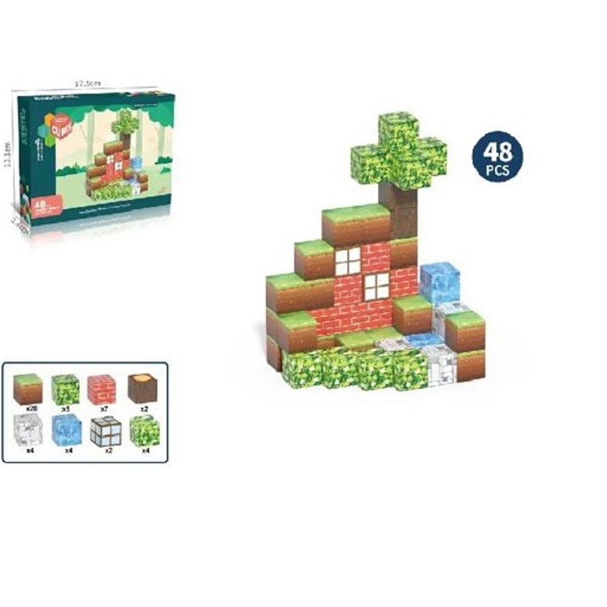 GENERICO - Set De Bloques Magnéticos 48 Piezas - Estilo Minecraft