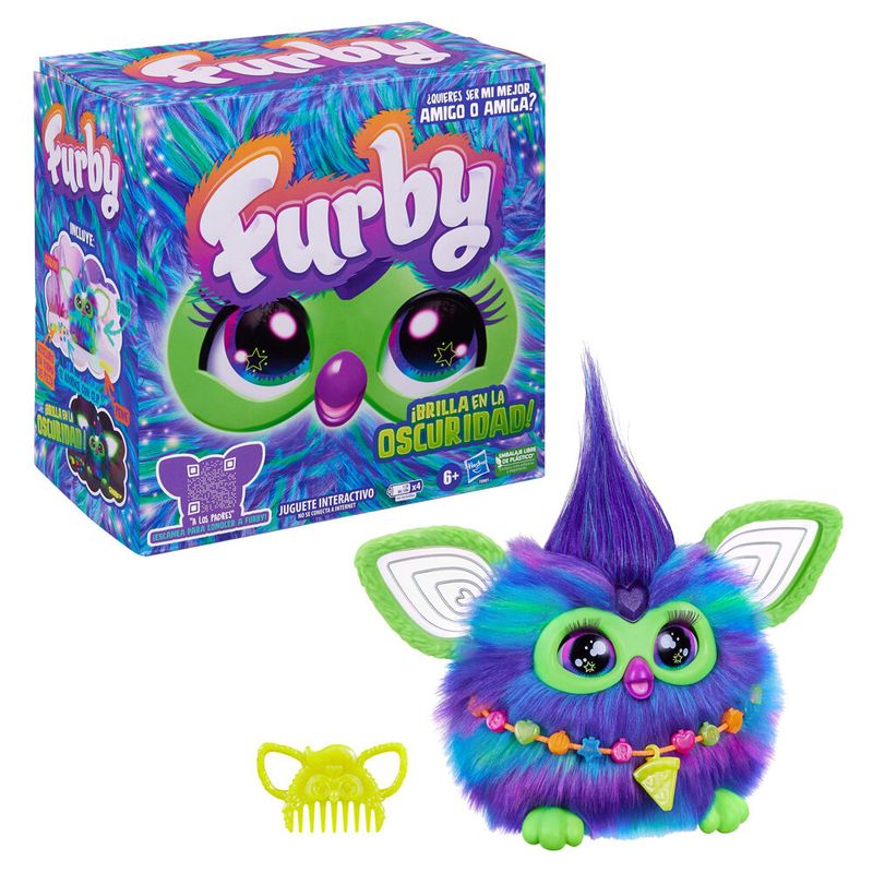 HASBRO - Peluche Furby Interactivo Galaxy Hasbro Brilla En Oscuridad Versión en español