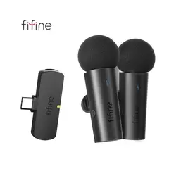FIFINE - Micrófonos inalámbricos Solapa Lavalier para celular entrada USB-C