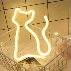 GENERICO - Lampara decorativa de neón LED para interior con forma de gato amarillo