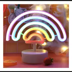 GENERICO - Lampara Velador Neon Luz Led Forma Arcoiris Con Base