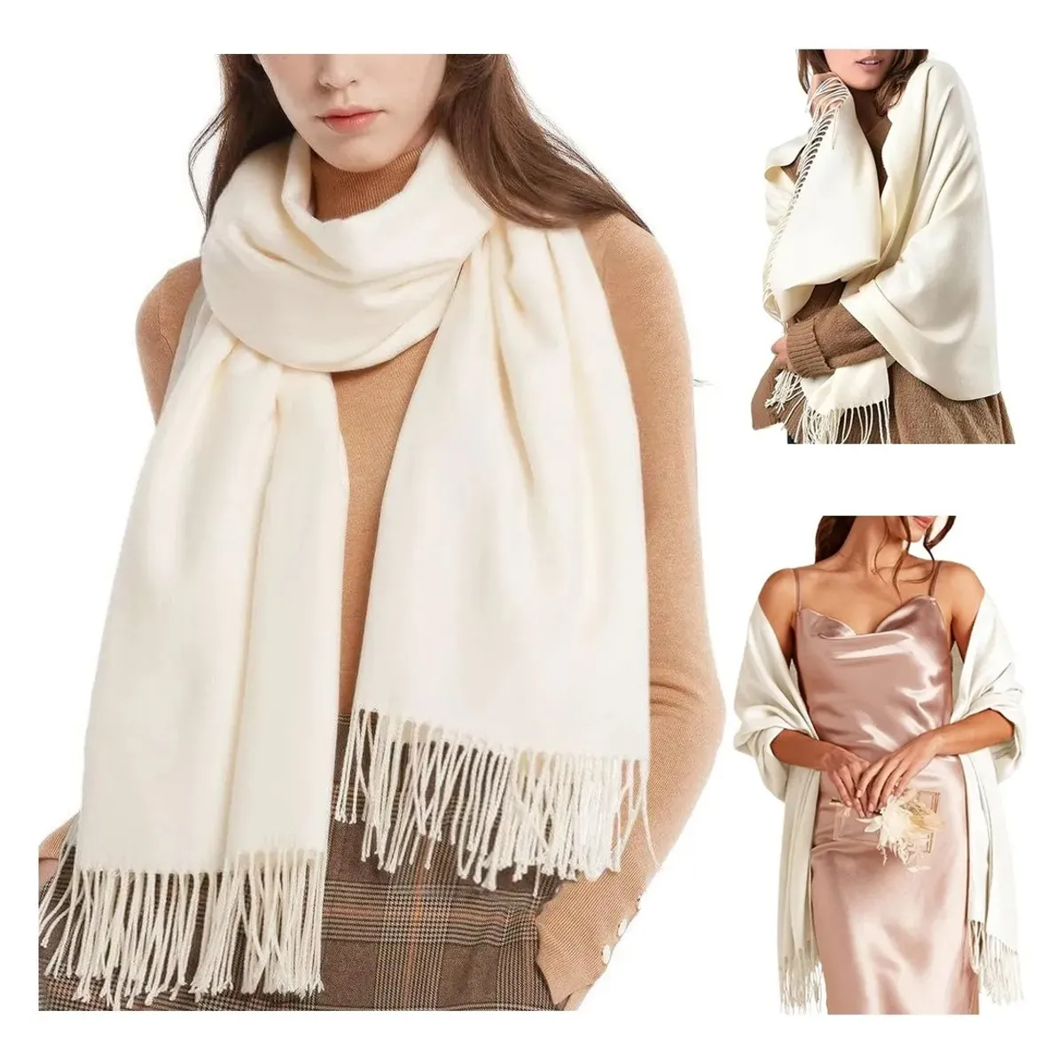 EVERSO - Echarpe Bufanda De Lana Otoño Invierno Maxi Bufanda Unicolor