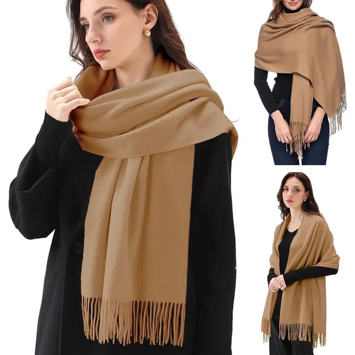 EVERSO - Echarpe Bufanda De Lana Otoño Invierno Maxi Bufanda Unicolor